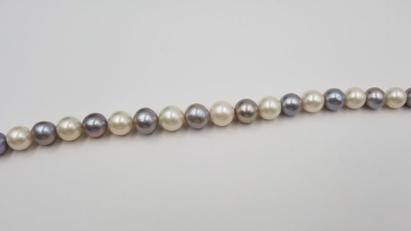 MULTI COLORED WHITE / GREY FRESHWATER CULTURE PEARL 11-15 MM ROUND STRAND