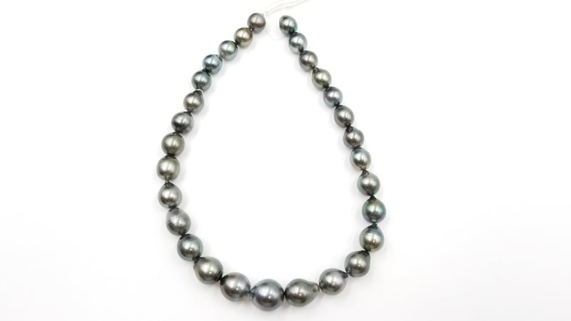 TAHITIAN BAROQUE BLACK PEARL NATURAL COLOR 10-14 MM STRAND 16"