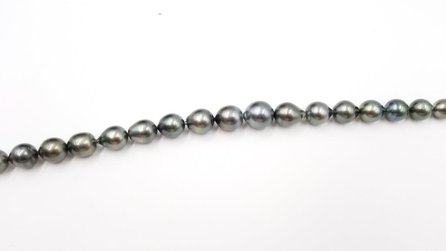 TAHITIAN BAROQUE BLACK PEARL NATURAL COLOR 10-14 MM STRAND 16"