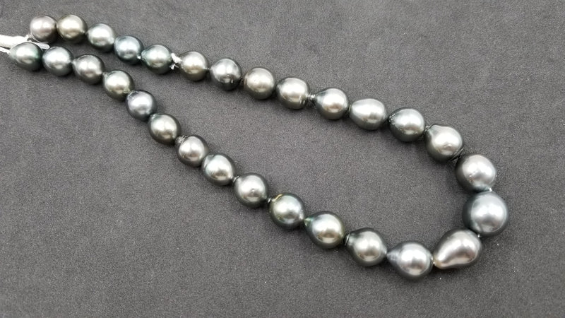 TAHITIAN BAROQUE BLACK PEARL NATURAL COLOR 10-14 MM STRAND 16"