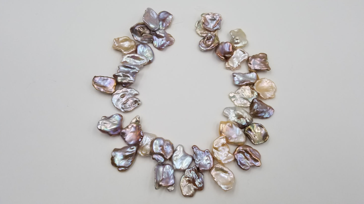 FRESHWATER KESHI PEARL MULTI  COLOR LARGE SIZE 15-20 MM STRAND 16 "