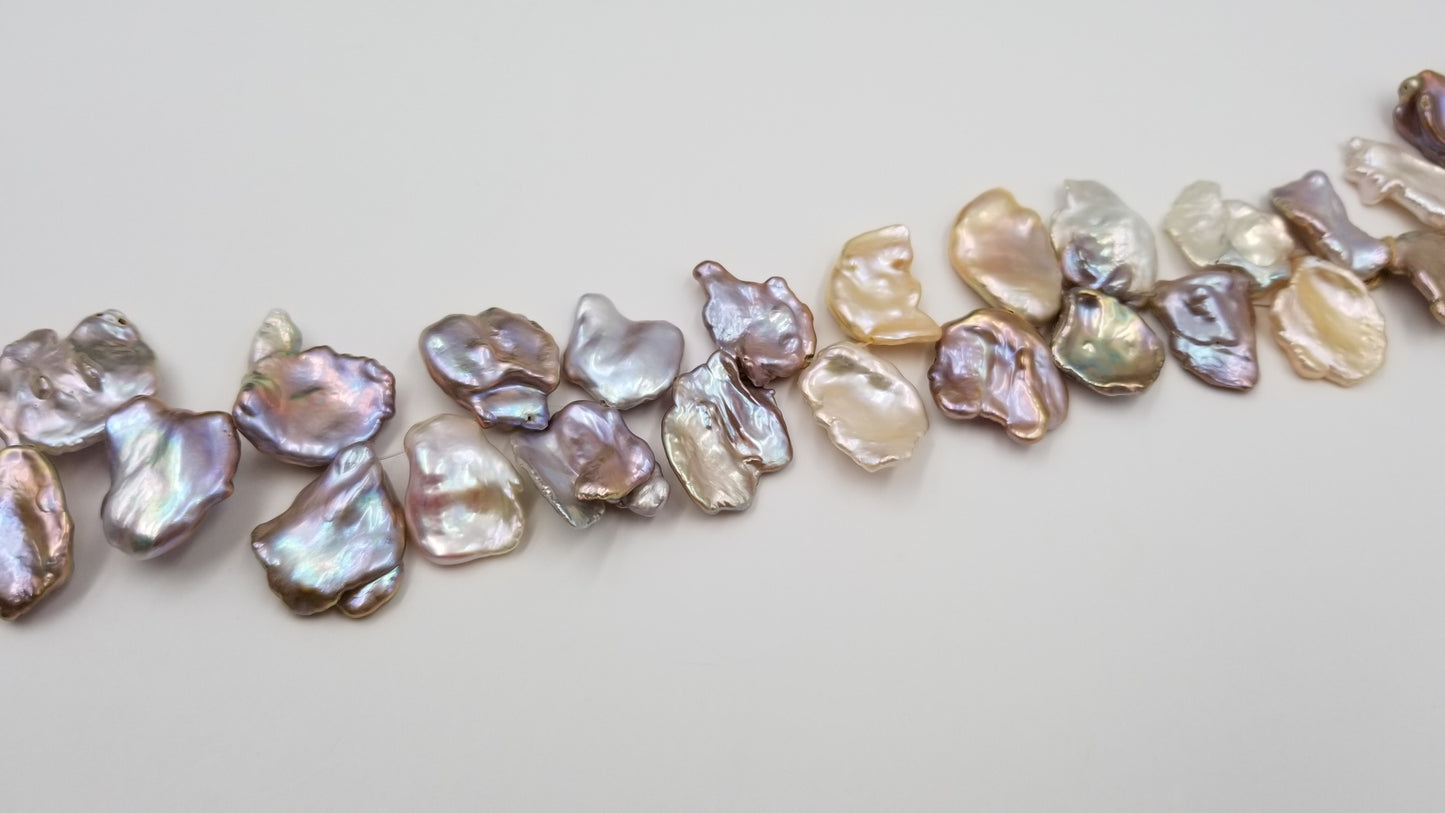 FRESHWATER KESHI PEARL MULTI  COLOR LARGE SIZE 15-20 MM STRAND 16 "