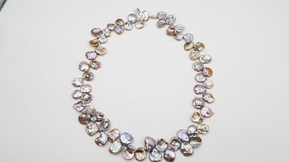 FRESHWATER KESHI PEARL MULTI  COLOR LARGE SIZE 14-18 MM STERLING SILVER  28 " NECKLACE