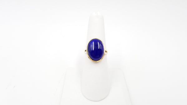 LAPIS 12X16 OVAL 14 KT YELLOW GOLD RING