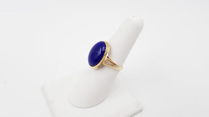 LAPIS 12X16 OVAL 14 KT YELLOW GOLD RING