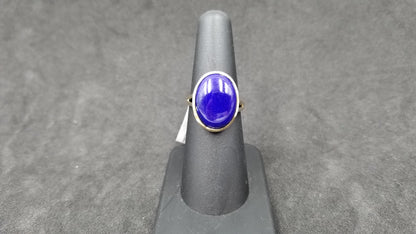 LAPIS 12X16 OVAL 14 KT YELLOW GOLD RING
