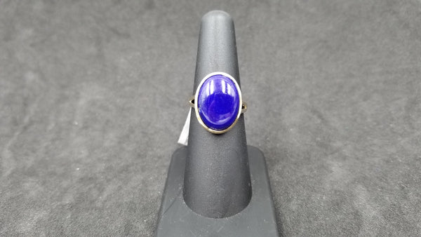 LAPIS 12X16 OVAL 14 KT YELLOW GOLD RING