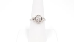 DIAMONDS CLUSTER HALO 14 KT WHITE GOLD RING