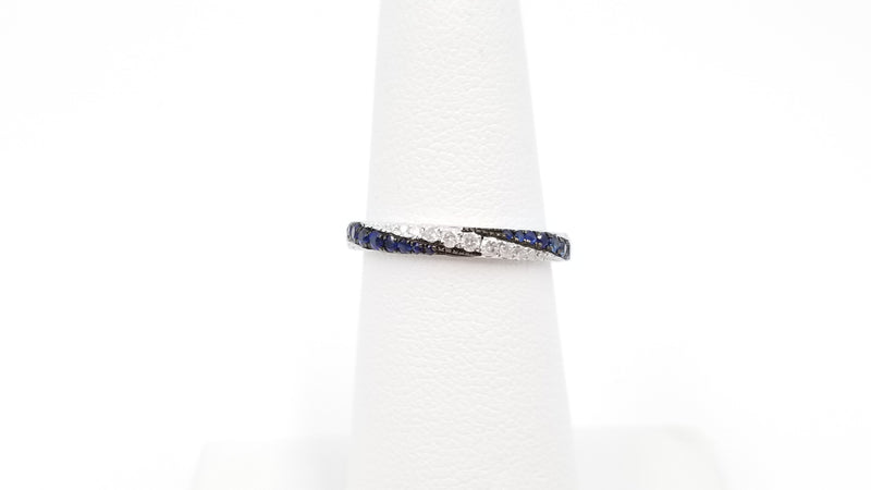 SAPPHIRES WITH DIAMONDS PAVE SET 18 KT WHITE GOLD ETERNITY BAND