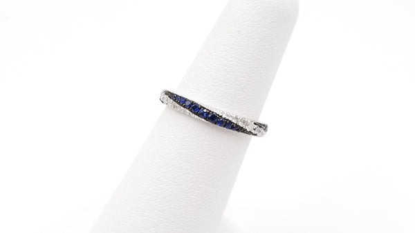 SAPPHIRES WITH DIAMONDS PAVE SET 18 KT WHITE GOLD ETERNITY BAND