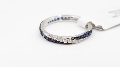 SAPPHIRES WITH DIAMONDS PAVE SET 18 KT WHITE GOLD ETERNITY BAND
