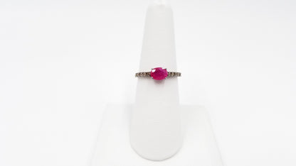 RUBY WITH BROWN DIAMONDS 18 KT WHITE GOLD IN BLACK RHODIUM FINISHED RING