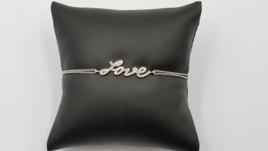 LOVE DIAMONDS 14 KT WHITE GOLD DOUBLE LINK BRACELET