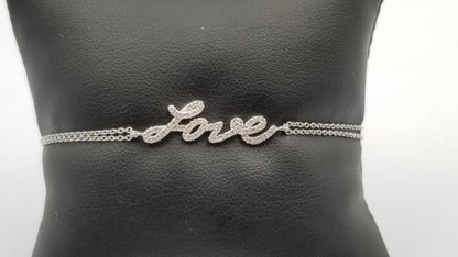 LOVE DIAMONDS 14 KT WHITE GOLD DOUBLE LINK BRACELET