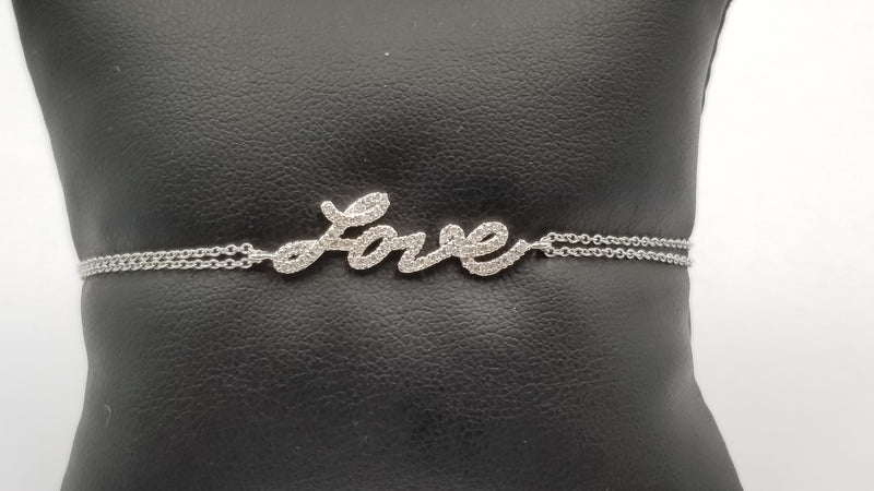 LOVE DIAMONDS 14 KT WHITE GOLD DOUBLE LINK BRACELET