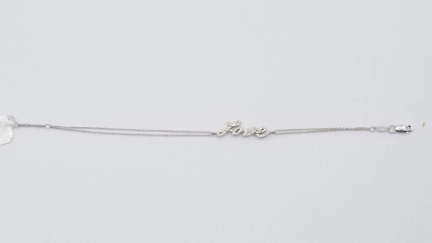 LOVE DIAMONDS 14 KT WHITE GOLD DOUBLE LINK BRACELET