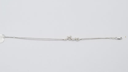 LOVE DIAMONDS 14 KT WHITE GOLD DOUBLE LINK BRACELET