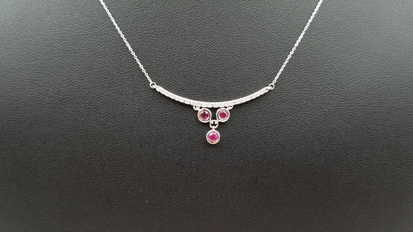 RUBY WITH DIAMONDS 14 KT WHITE GOLD NECKLACE