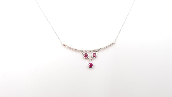 RUBY WITH DIAMONDS 14 KT WHITE GOLD NECKLACE