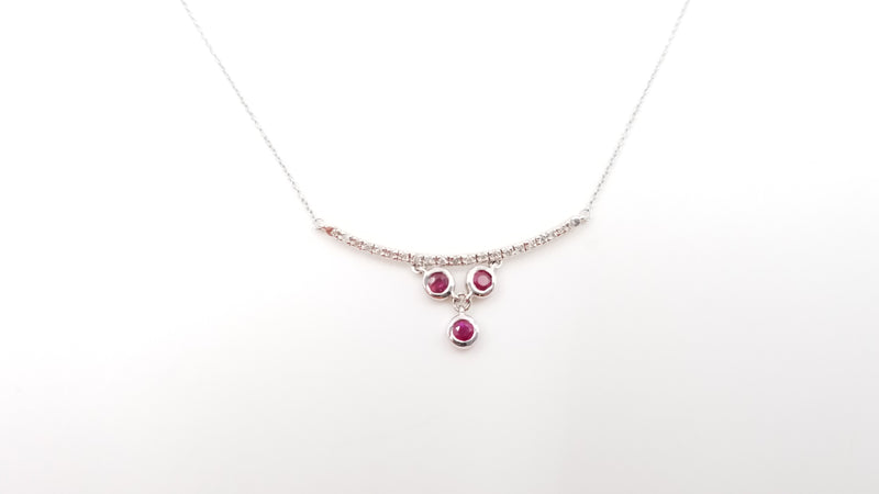 RUBY WITH DIAMONDS 14 KT WHITE GOLD NECKLACE