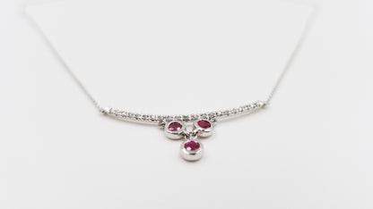 RUBY WITH DIAMONDS 14 KT WHITE GOLD NECKLACE