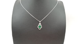 EMERALD ( OVAL ) WITH DIAMONDS SLIDE 14 KT WHITE GOLD NECKLACE