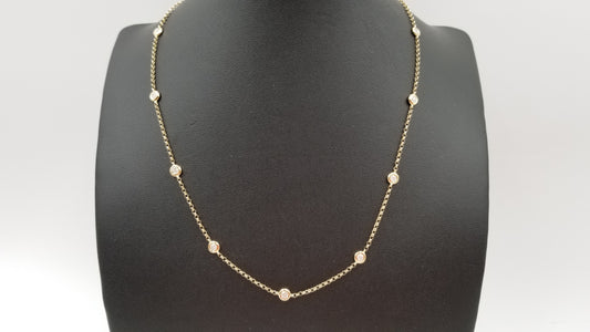DIAMONDS STATION 14 KT YELLOW GOLD 16 " NECKLACE