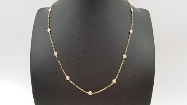 DIAMONDS STATION 14 KT YELLOW GOLD 16 " NECKLACE