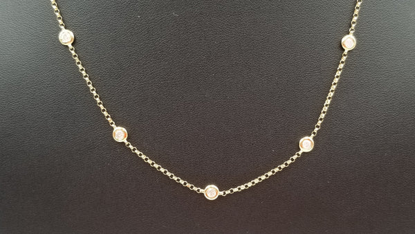 DIAMONDS STATION 14 KT YELLOW GOLD 16 " NECKLACE