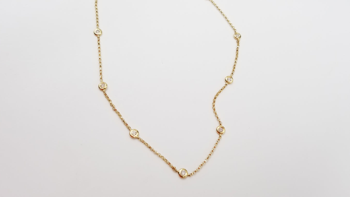 DIAMONDS STATION 14 KT YELLOW GOLD 16 " NECKLACE