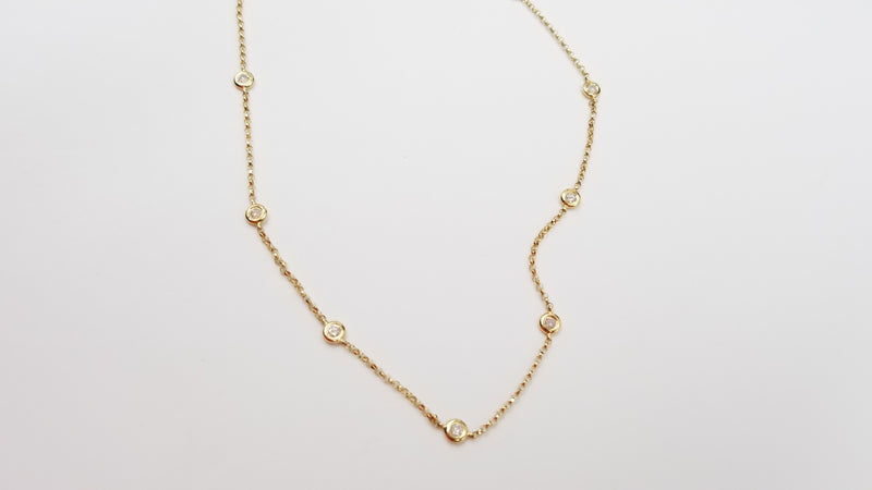 DIAMONDS STATION 14 KT YELLOW GOLD 16 " NECKLACE