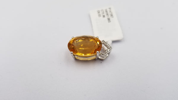 CITRINE DIAMONDS 14 KT WHITE GOLD SLIDE PENDANT