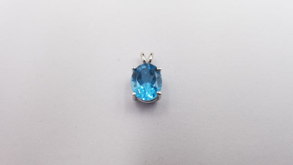 BLUE TOPAZ  (OVAL )8X10 MM  14 KT WHITE GOLD PENDANT