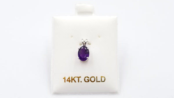 AMETHYST ( OVAL ) 14 KT WHITE GOLD PENDANT