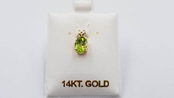 PERIDOT ( OVAL ) 6X8 MM 14 KT YELLOW GOLD PENDANT