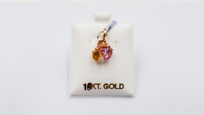 MULTI COLOR SAPPHIRES WITH DIAMONDS 14 KT ROSE GOLD PENDANT