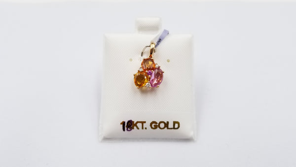 MULTI COLOR SAPPHIRES WITH DIAMONDS 14 KT ROSE GOLD PENDANT