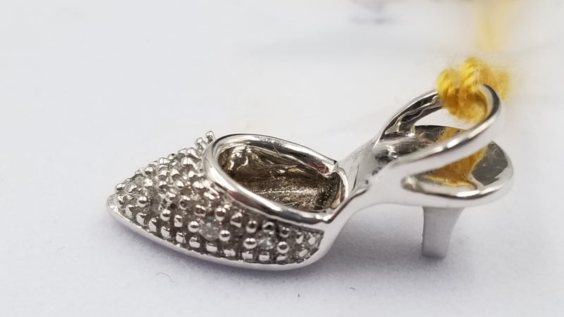 DIAMONDS 14 KT WHITE GOLD HIGH HEEL SHOE PENDANT