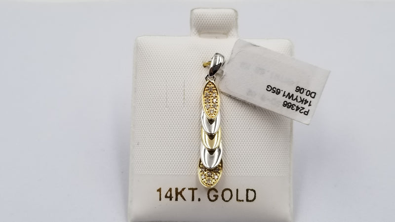 DIAMONDS TWO TONE 14 KT WHITE /YELLOW GOLD DESIGN PENDANT