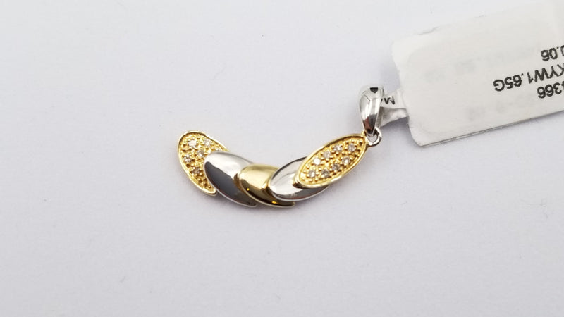 DIAMONDS TWO TONE 14 KT WHITE /YELLOW GOLD DESIGN PENDANT