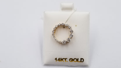DIAMONDS GRADUATED CIRCLE SLIDE 14 KT YELLOW GOLD PENDANT