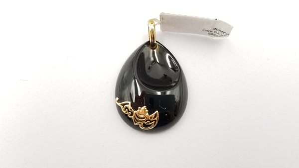 BLACK JADE (  PEAR SHAPE SPECIAL DESIGNS  ) 14 KT YELLOW GOLD DESIGN PENDANT