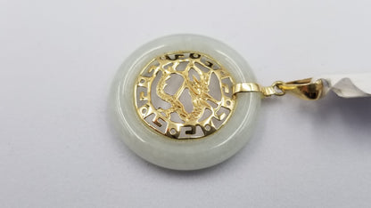 JADE 14 KT YELLOW GOLD DRAGON PENDANT
