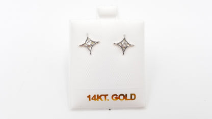 DIAMONDS 14 KT WHITE GOLD PUSH BACK EARRINGS