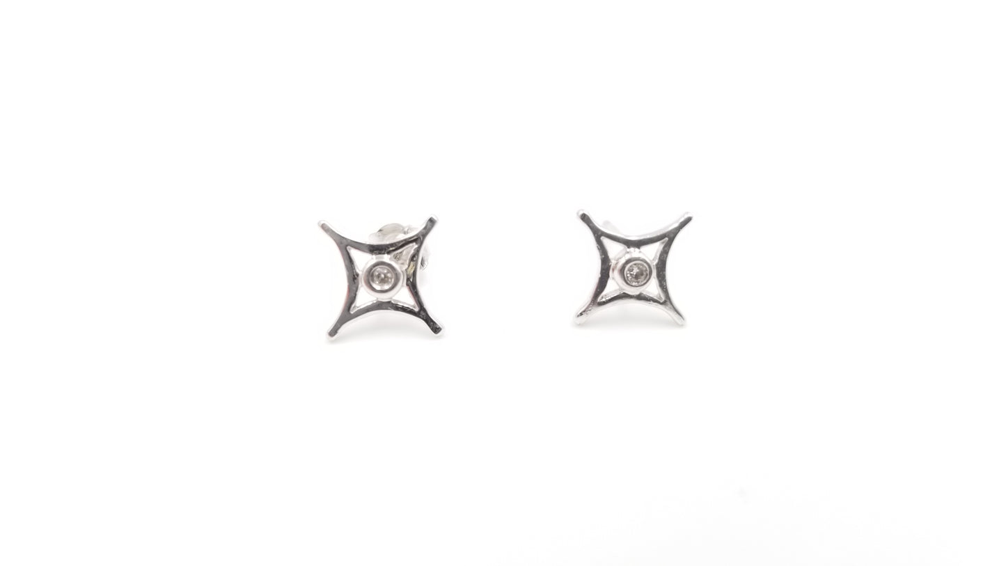 DIAMONDS 14 KT WHITE GOLD PUSH BACK EARRINGS