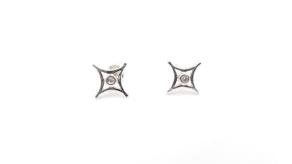 DIAMONDS 14 KT WHITE GOLD PUSH BACK EARRINGS