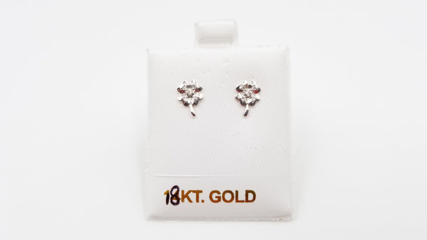 DIAMONDS 18 KT WHITE GOLD FLOWER PUSH BACK EARRINGS