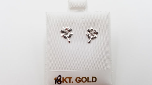 DIAMONDS 18 KT WHITE GOLD FLOWER PUSH BACK EARRINGS