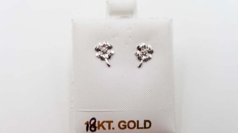 DIAMONDS 18 KT WHITE GOLD FLOWER PUSH BACK EARRINGS