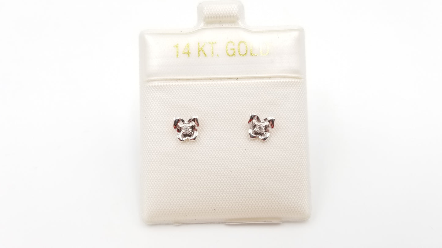 DIAMONDS 14 KT WHITE GOLD SMALL BUTTERFLY PUSH BACK EARRINGS